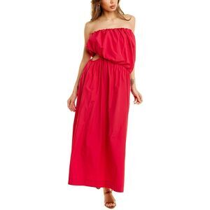 Esse Studios Womens  Strapless Midi Dress, Red